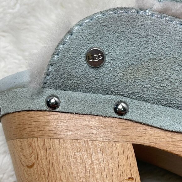 UGG #1112427 Women's Light Blue Aubriana Fur Loafer Heeled Clogs Shoes Size 10 - Picture 8 of 15